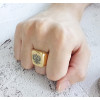 Men's Stainless Steel Gold Plated Custom Engraving Signet Ring