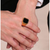 Men's stainless steel Gold Plated Signet ring with black onxy stone inlay