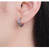 Silver hoop earrings for men and women with zirconium paving