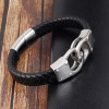 Men's Braided Leather Stainless Steel Manacle Clasp Bracelet