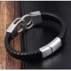 Bracelet homme cuir tresse avec menotte acier