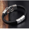 Men's Braided Leather Stainless Steel Manacle Clasp Bracelet