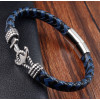 Men's Leather Stainless Steel Anchor Clasp Bracelet