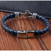 Men's Leather Stainless Steel Anchor Clasp Bracelet