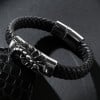 Bracelet homme cuir tresse zodiaque scorpion fermoir acier