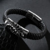 Men's Braided Leather Zodiac Scorpion Steel Magnetic Clasp Bracelet