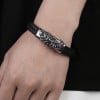 Men's Braided Leather Zodiac Scorpion Steel Magnetic Clasp Bracelet