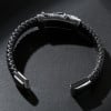 Leren herenarmband met gevlochten sterrenbeeld Schorpioen en stalen sluiting