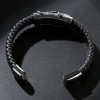 Men's Braided Leather Zodiac Scorpion Steel Magnetic Clasp Bracelet