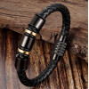 Men's Black Braided Leather Bracelet With Stainless Steel Clasp