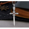 Men's Sterling Silver St. James's Cross Skull Ziconia Inlay Pendant