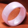 Women's Pink Ceramic Polished Dome Band Ring