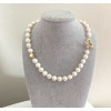 Collar de perlas de agua dulce blancas AAA de 9-11 mm con cierre en T de corazón chapado en oro
