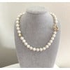 Collier perles eau douce blanches AAA 9-11mm fermoir T coeur plaque or