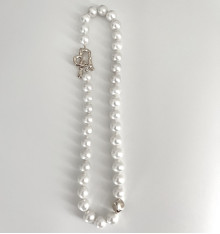 White freshwater pearl necklace 9-11mm AAA gold plated heart T clasp