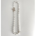 Collier perles eau douce blanches AAA 9-11mm fermoir T coeur plaque or
