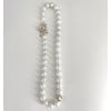Collier perles eau douce blanches AAA 9-11mm fermoir T coeur plaque or