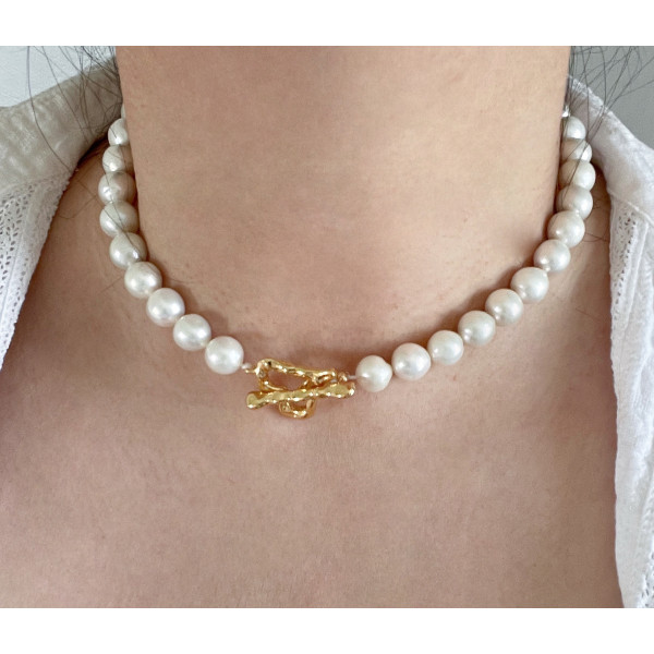 Collar De Perlas Cultivadas De Agua Dulce Blanca Para Mujer En 20 Pulgadas De Longitud Con Oro Blanco De 14 Quilates Y Calidad AAA, 0.315-0.354 In, Perla, N / A