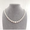 Collar de perlas de agua dulce ovaladas blancas AAA de 5-10 mm con cierre de plata 925
