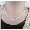 Collier perles eau douce ovales blanches AAA 5-10mm fermoir argent 925