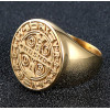 Bague homme acier chevaliere croix plaque or