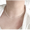 AAA white oval freshwater pearl necklace 2-3mm 14k GF clasp