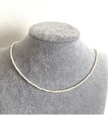 AAA 2-3 mm witte ovale zoetwaterparelketting met 14k GF-sluiting