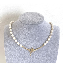 White freshwater pearl necklace 7mm AAA gold plated clasp