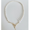 Collar de perlas de agua dulce blancas AAA de 7 mm con cierre de placa de oro