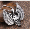 Pendentif homme tete de mort ailes acier