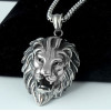 Pendentif homme acier tete de lion