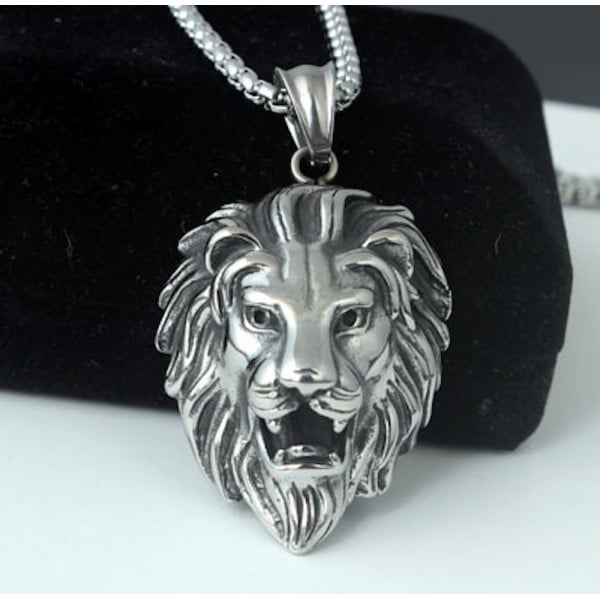 Men's Stainless Steel Lion Head Pendant
