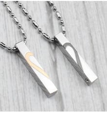 Stainless Steel Couple Necklaces Heart Pendant - pair