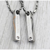 Pendentif Collier Couple Acier barre coeur - paire