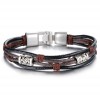 Men's Multi-cord Leather Bracelet Stainless Steel Clasp