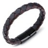 Men's Braided Leather Bracelet Stainless Steel Magnetic Clasp