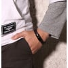 Bracelet homme cuir tresse fermoir acier aimante