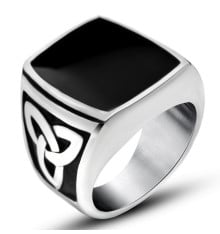Men's Stainless Steel Black Resin Ring Celtic Knot
