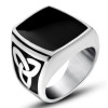 Men's Stainless Steel Black Resin Ring