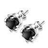 Sterling Silver Stud Earrings Black Cubic Zirconia Inlay