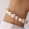 Bracelet perles eau douce rose baroque 10mm fermoir argent plaque or