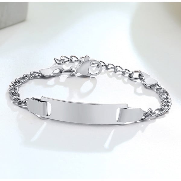 Customizable engraved steel chain bracelet for children