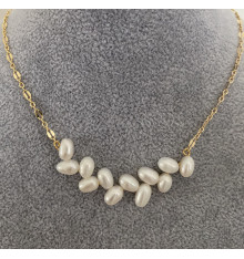 45cm Necklace cultured pearl ear of wheat 6mm gold plated chain