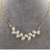 45cm Collier perles eau douce epi de ble 6mm chaine plaque or