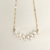 45 cm lang zoetwaterparel collier Epi de Blé, 6 mm vergulde ketting