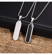 Stainless steel couple bar black resin necklace pendant custom engraving