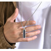 Pendentif personnalise collier homme femme couple barre resine noir acier personnaliser