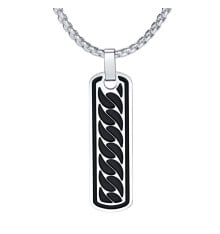 Personalized pendant necklace couple bar pattern black steel