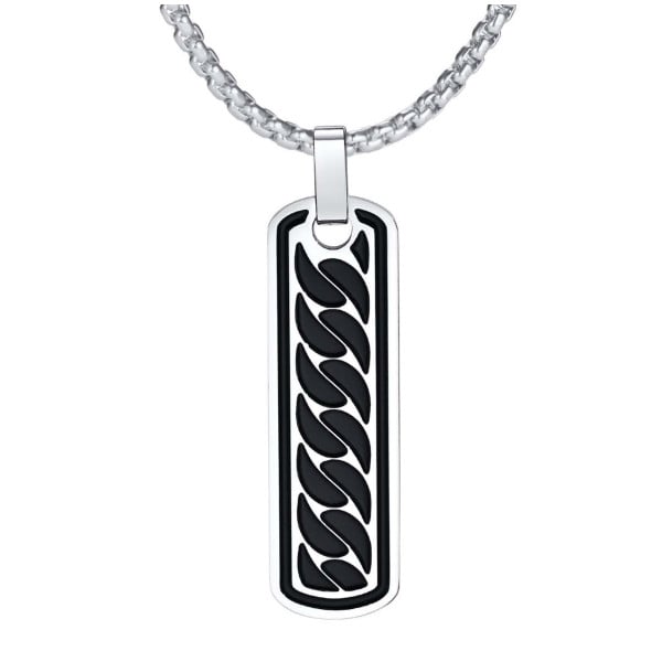 Stainless steel couple bar black pattern necklace pendant custom engraving