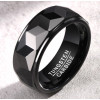 Anillo de hombre multifacético de tungsteno negro para grabar